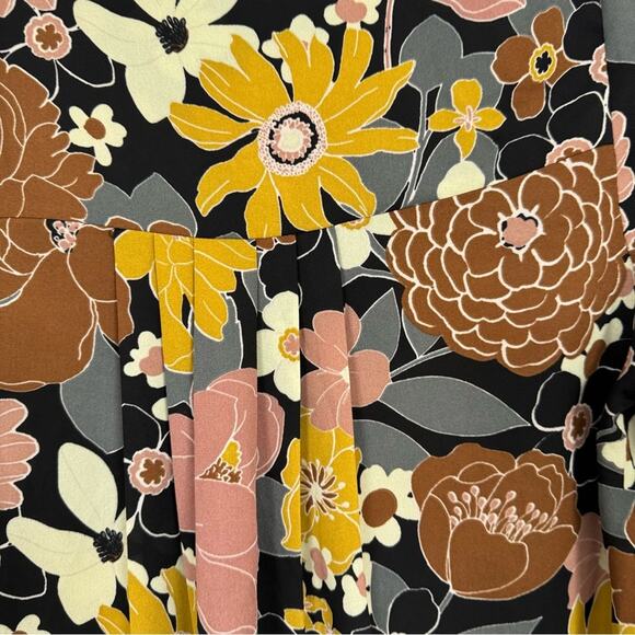 Daniel Rainn DR2 Black Yellow Orange Floral Blouse Women’s S Fall Retro 70s Dark - Picture 9 of 9